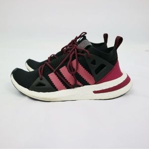 Adidas Women's ARKYN Boost Black Ruby Burgundy Athletic Sneakers